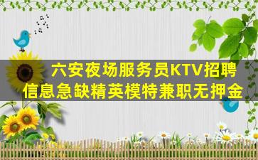 六安夜场服务员KTV招聘信息急缺精英模特兼职无押金